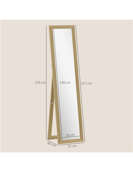 HOMCOM 37 x 157 cm Full Length Mirror - Natural - pic 171539 | FastDaddyshop