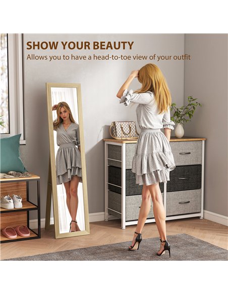 HOMCOM 37 x 157 cm Full Length Mirror - Natural - pic 171540 | FastDaddyshop