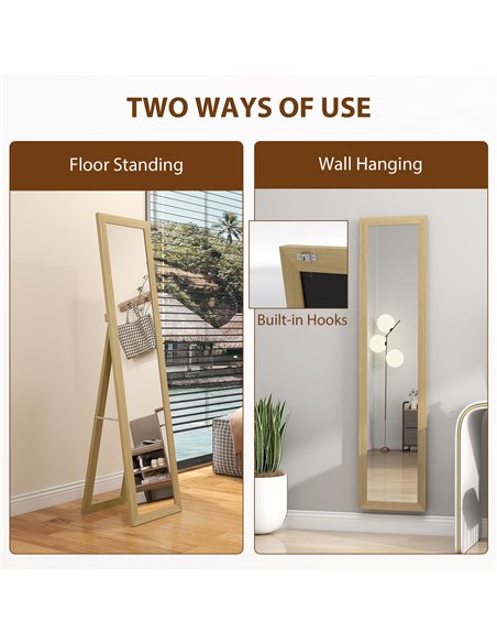 HOMCOM 37 x 157 cm Full Length Mirror - Natural - pic 171541 | FastDaddyshop
