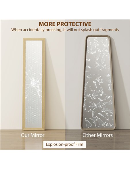 HOMCOM 37 x 157 cm Full Length Mirror - Natural - pic 171543 | FastDaddyshop