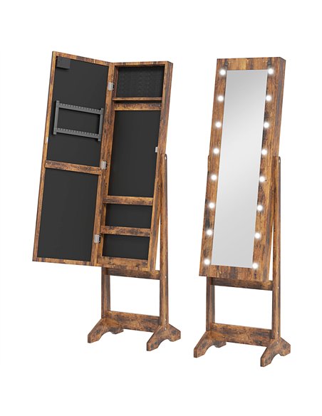 HOMCOM Freestanding Mirrored Jewellery Storage Cabinet - Wood-Effect - pic 171546 | FastDaddyshop