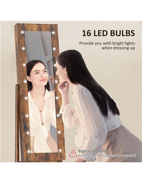 HOMCOM Freestanding Mirrored Jewellery Storage Cabinet - Wood-Effect - pic 171550 | FastDaddyshop