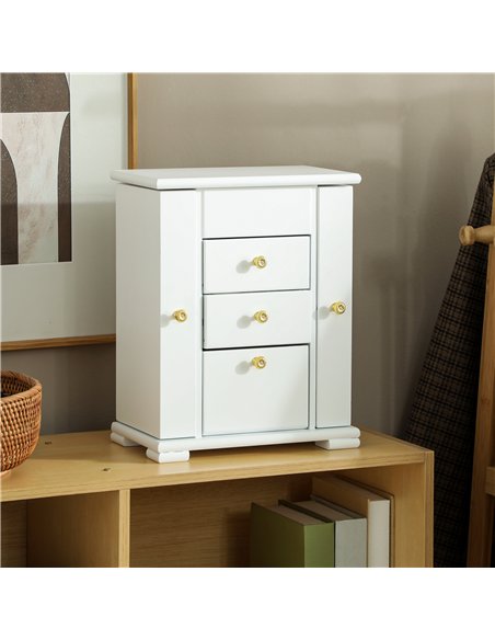 HOMCOM 4-Tier Jewellery Box with Mirror and 2 Drawers - White - pic 171556 | FastDaddyshop