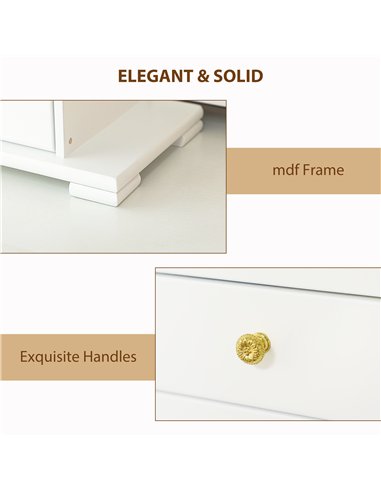 HOMCOM 4-Tier Jewellery Box with Mirror and 2 Drawers - White