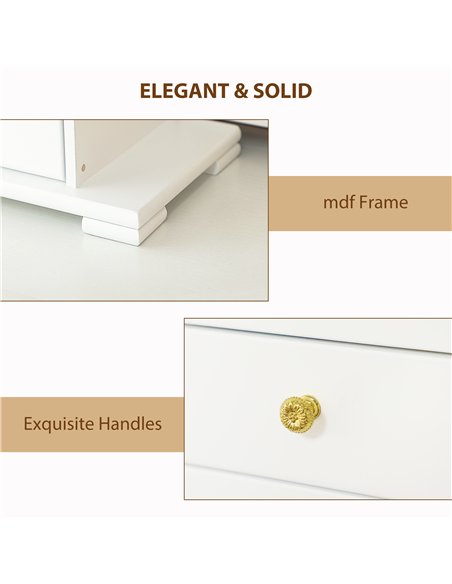 HOMCOM 4-Tier Jewellery Box with Mirror and 2 Drawers - White - pic 171560 | FastDaddyshop