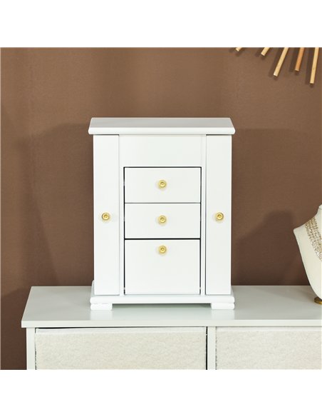 HOMCOM 4-Tier Jewellery Box with Mirror and 2 Drawers - White - pic 171561 | FastDaddyshop