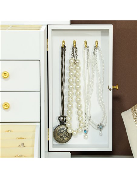 HOMCOM 4-Tier Jewellery Box with Mirror and 2 Drawers - White - pic 171562 | FastDaddyshop