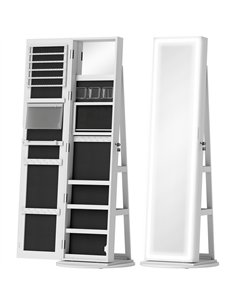 HOMCOM Storage Jewellery Cabinet, with Mirror and Lights - White