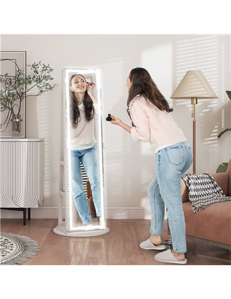 HOMCOM Storage Jewellery Cabinet, with Mirror and Lights - White - pic 171565 | FastDaddyshop