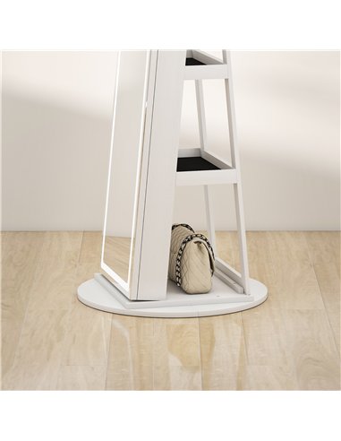 HOMCOM Storage Jewellery Cabinet, with Mirror and Lights - White