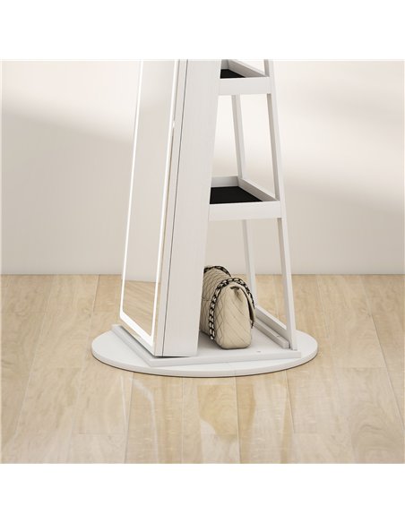 HOMCOM Storage Jewellery Cabinet, with Mirror and Lights - White - pic 171572 | FastDaddyshop