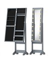 HOMCOM Freestanding Mirrored Jewellery Storage Cabinet - Grey