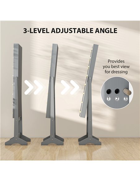 HOMCOM Freestanding Mirrored Jewellery Storage Cabinet - Grey - pic 171578 | FastDaddyshop