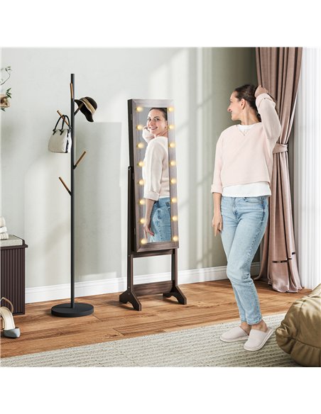 HOMCOM Freestanding Mirrored Jewellery Storage Cabinet - Dark Brown - pic 171583 | FastDaddyshop