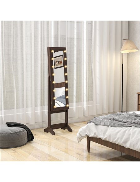 HOMCOM Freestanding Mirrored Jewellery Storage Cabinet - Dark Brown - pic 171588 | FastDaddyshop