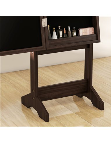 HOMCOM Freestanding Mirrored Jewellery Storage Cabinet - Dark Brown