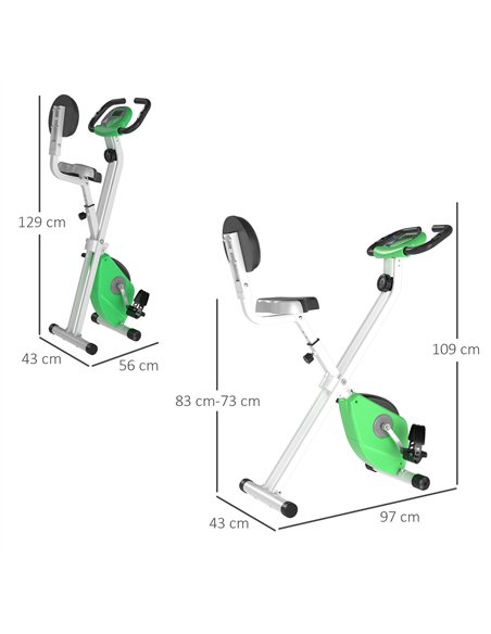 HOMCOM Folding Exercise Bike, Fitness Bicycle Indoor Trainer, 8-Level Magnetic Resistance Adjustable, with LCD Monitor, Pulse Se - pic 171593 | FastDaddyshop