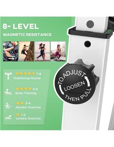 HOMCOM Folding Exercise Bike, Fitness Bicycle Indoor Trainer, 8-Level Magnetic Resistance Adjustable, with LCD Monitor, Pulse Se