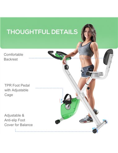 HOMCOM Folding Exercise Bike, Fitness Bicycle Indoor Trainer, 8-Level Magnetic Resistance Adjustable, with LCD Monitor, Pulse Se