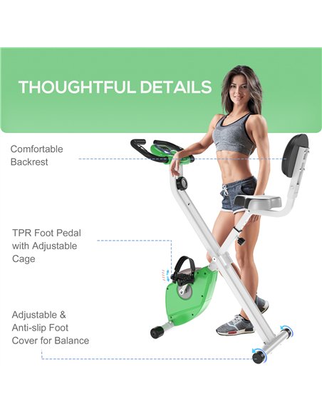 HOMCOM Folding Exercise Bike, Fitness Bicycle Indoor Trainer, 8-Level Magnetic Resistance Adjustable, with LCD Monitor, Pulse Se - pic 171598 | FastDaddyshop