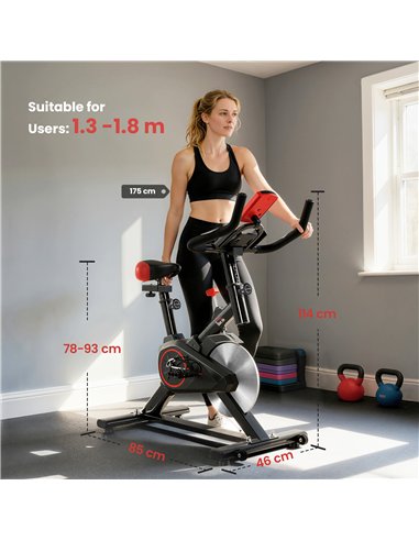 HOMCOM Indoor Upright Exercise Bike Machine, with Adjustable Seat, Resistance, Handlebar, LCD Display