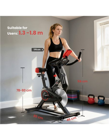 HOMCOM Indoor Upright Exercise Bike Machine, with Adjustable Seat, Resistance, Handlebar, LCD Display - pic 171602 | FastDaddyshop