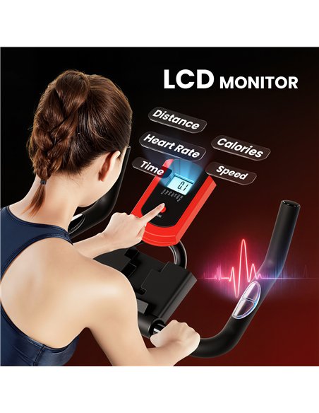 HOMCOM Indoor Upright Exercise Bike Machine, with Adjustable Seat, Resistance, Handlebar, LCD Display - pic 171604 | FastDaddyshop