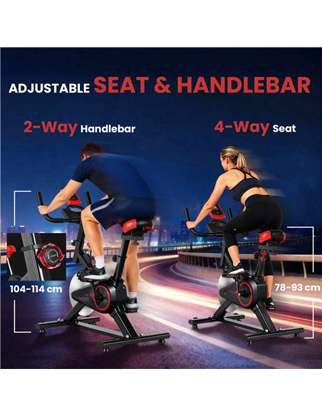 HOMCOM Indoor Upright Exercise Bike Machine, with Adjustable Seat, Resistance, Handlebar, LCD Display - pic 171605 | FastDaddyshop