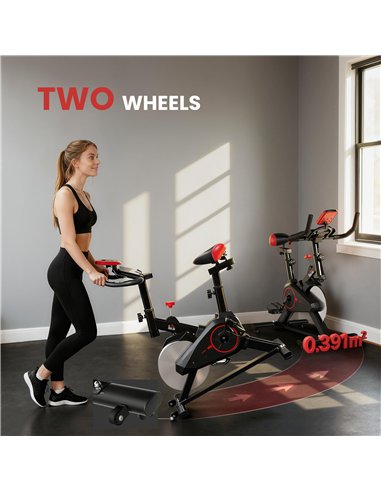 HOMCOM Indoor Upright Exercise Bike Machine, with Adjustable Seat, Resistance, Handlebar, LCD Display