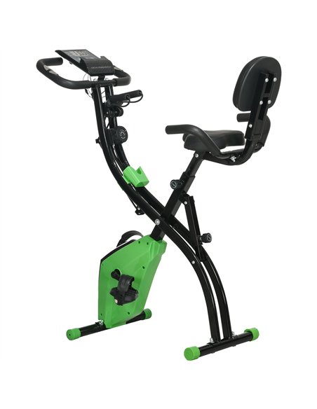 HOMCOM 2-in-1 Folding Exercise Bike with 8-Level Magnetic Resistance, Arm Resistance Band, Pulse Sensor, Green - pic 171609 | FastDaddyshop