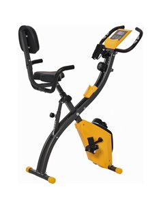 HOMCOM 2-in-1 Folding Exercise Bike with 8-Level Magnetic Resistance, Arm Resistance Band, Pulse Sensor, Yellow