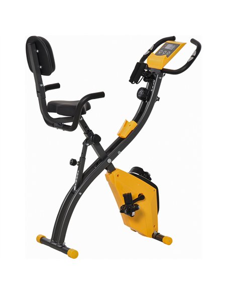 HOMCOM 2-in-1 Folding Exercise Bike with 8-Level Magnetic Resistance, Arm Resistance Band, Pulse Sensor, Yellow - pic 171618 | FastDaddyshop