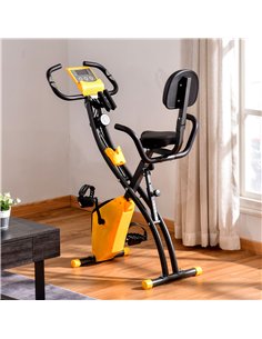 HOMCOM 2-in-1 Folding Exercise Bike with 8-Level Magnetic Resistance, Arm Resistance Band, Pulse Sensor, Yellow 2