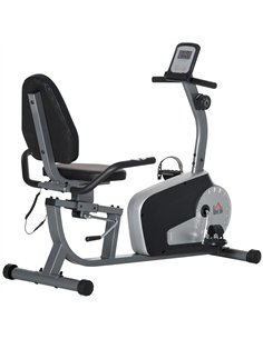 HOMCOM Exercise Bike with LCD Display, Stationary Bike with Quiet 8-Level Magnetic Resistance, Adjustable Seat and Backrest, Ind
