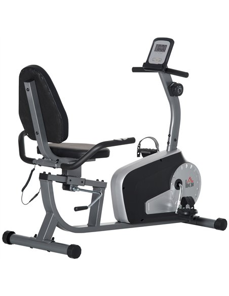 HOMCOM Exercise Bike with LCD Display, Stationary Bike with Quiet 8-Level Magnetic Resistance, Adjustable Seat and Backrest, Ind - pic 171627 | FastDaddyshop