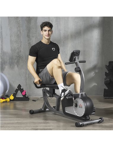 HOMCOM Exercise Bike with LCD Display, Stationary Bike with Quiet 8-Level Magnetic Resistance, Adjustable Seat and Backrest, Ind