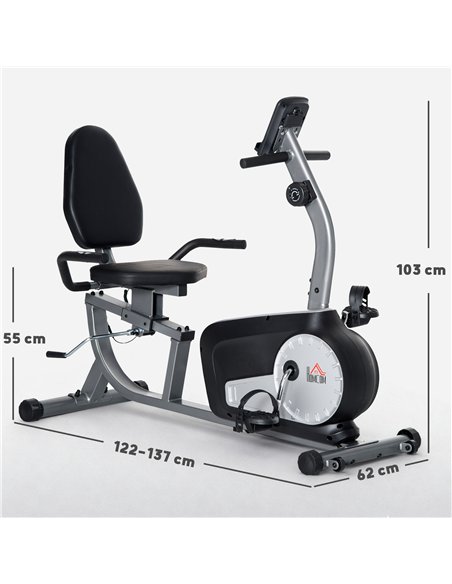HOMCOM Exercise Bike with LCD Display, Stationary Bike with Quiet 8-Level Magnetic Resistance, Adjustable Seat and Backrest, Ind - pic 171629 | FastDaddyshop
