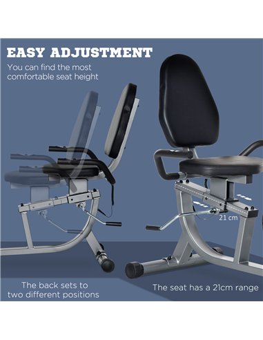 HOMCOM Exercise Bike with LCD Display, Stationary Bike with Quiet 8-Level Magnetic Resistance, Adjustable Seat and Backrest, Ind