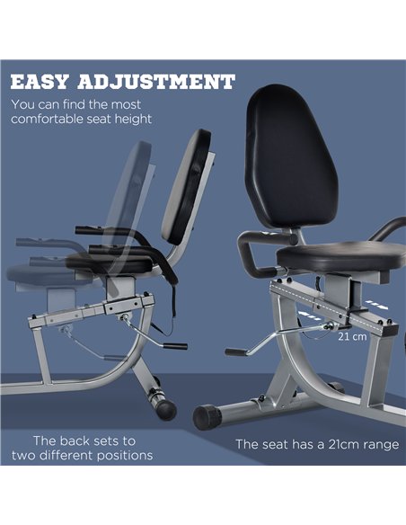 HOMCOM Exercise Bike with LCD Display, Stationary Bike with Quiet 8-Level Magnetic Resistance, Adjustable Seat and Backrest, Ind - pic 171632 | FastDaddyshop