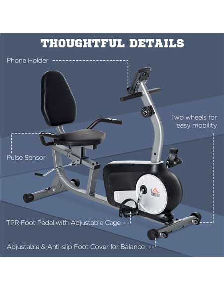 HOMCOM Exercise Bike with LCD Display, Stationary Bike with Quiet 8-Level Magnetic Resistance, Adjustable Seat and Backrest, Ind - pic 171633 | FastDaddyshop
