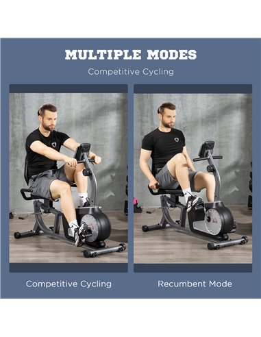 HOMCOM Exercise Bike with LCD Display, Stationary Bike with Quiet 8-Level Magnetic Resistance, Adjustable Seat and Backrest, Ind