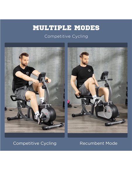 HOMCOM Exercise Bike with LCD Display, Stationary Bike with Quiet 8-Level Magnetic Resistance, Adjustable Seat and Backrest, Ind - pic 171634 | FastDaddyshop