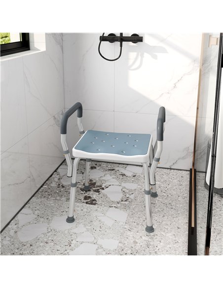 HOMCOM 57-69cm Aluminium Frame Bath Seat - Light Blue - pic 171655 | FastDaddyshop