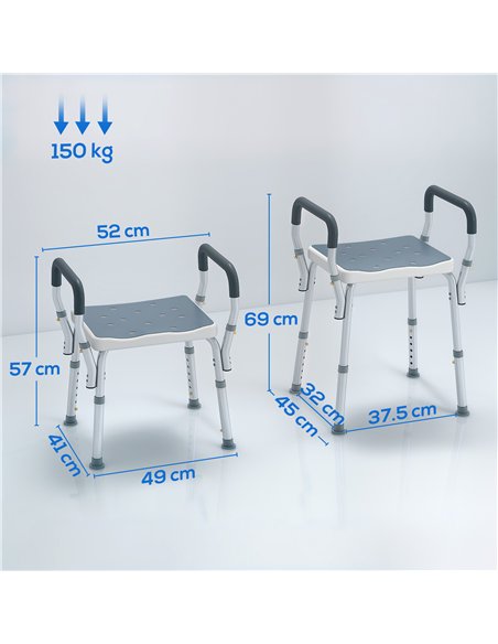 HOMCOM 57-69cm Aluminium Frame Bath Seat - Light Blue - pic 171656 | FastDaddyshop