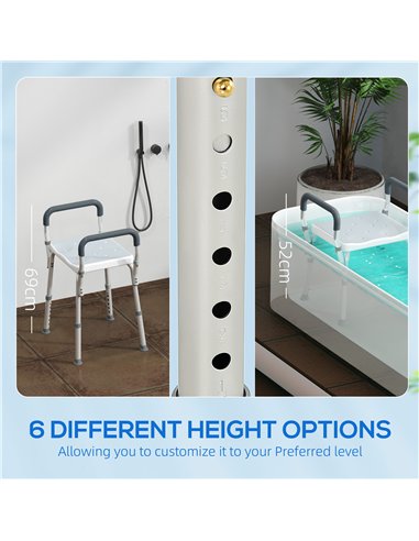 HOMCOM 57-69cm Aluminium Frame Bath Seat - Light Blue