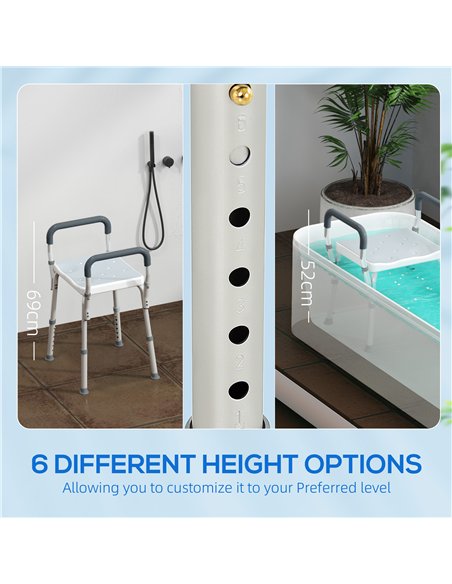 HOMCOM 57-69cm Aluminium Frame Bath Seat - Light Blue - pic 171657 | FastDaddyshop