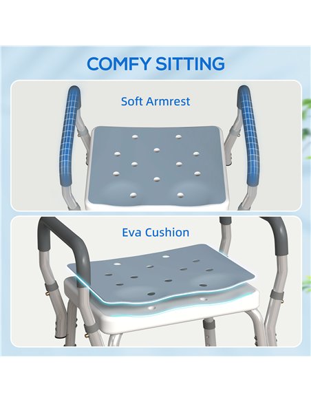 HOMCOM 57-69cm Aluminium Frame Bath Seat - Light Blue - pic 171658 | FastDaddyshop