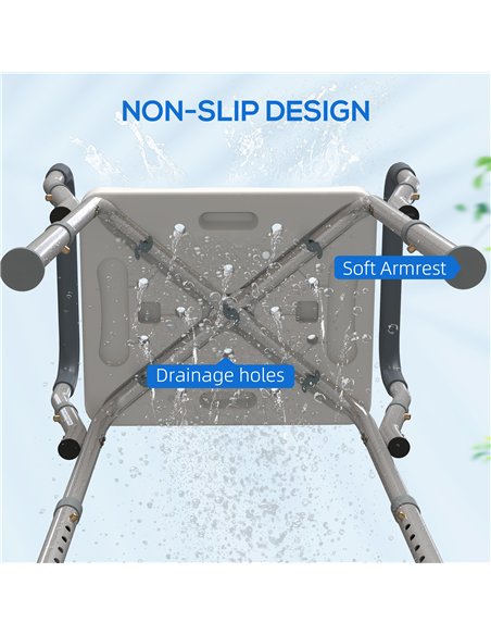HOMCOM 57-69cm Aluminium Frame Bath Seat - Light Blue - pic 171659 | FastDaddyshop