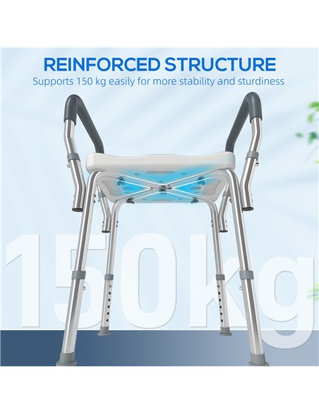 HOMCOM 57-69cm Aluminium Frame Bath Seat - Light Blue - pic 171661 | FastDaddyshop