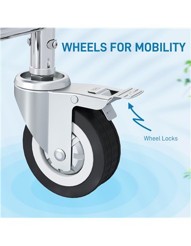 HOMCOM Rolling Shower Wheelchair for Seniors, Bedside Commode Chair with Locking Wheels, Seat, Backrest, Arms, Grey